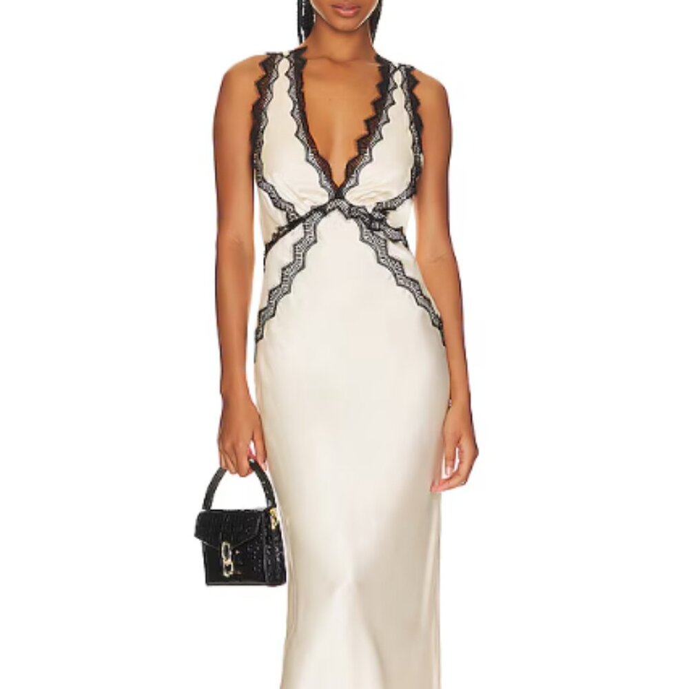 Shona Joy - Camille Lace Cross Back Midi Dress Size US8
